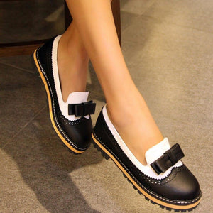 Colorblock Bowknot Flats Mary Jane Maternity Shoes