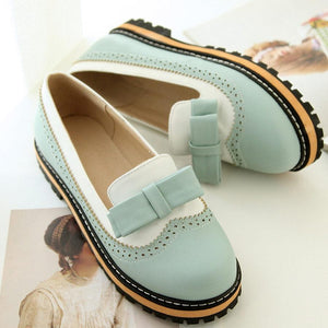 Colorblock Bowknot Flats Mary Jane Maternity Shoes