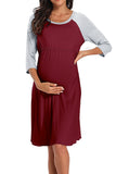 Colorblock Long-sleeve Maternity & Nursing Sleepshirts