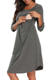 Colorblock Long-sleeve Maternity & Nursing Sleepshirts