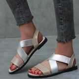 Plus Size Two-tone Flats Crossover Maternity Sandals