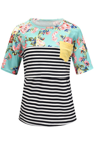 Comfortable Breastfeeding Top Fashionable Short-Sleeved Pajamas