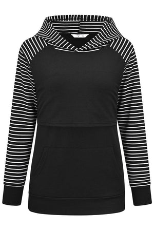 Comfortable Breastfeeding Top Solid Color Long Sleeve Hoodie