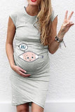 Comfortable Cartoon Cotton Fashion Maternity Dress