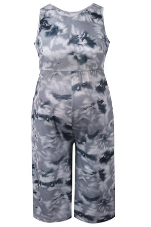 Comfortable Gray Tie-Dye Maternity Loose Jumpsuit