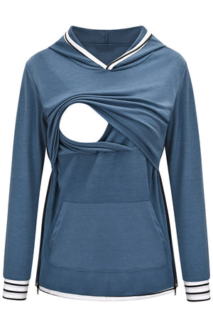Comfortable Long Sleeve Hoodie Fashion Breastfeeding Top