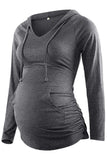 Comfortable Long Sleeve Printed Stitching Maternity Hoodie