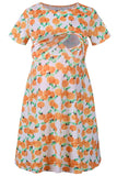 Comfortable Loose Short-Sleeved Floral Breastfeeding Dress