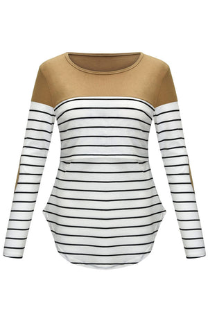 Comfortable Nursing Top Striped Long Sleeve Fashion Pajamas