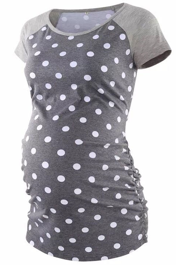 Comfortable Short-Sleeved Polka Dot Top Maternity Pajamas