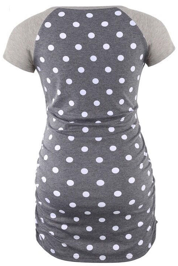Comfortable Short-Sleeved Polka Dot Top Maternity Pajamas