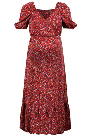 Comfortable Short Sleeves Floral Breastfeeding Maxi Dress