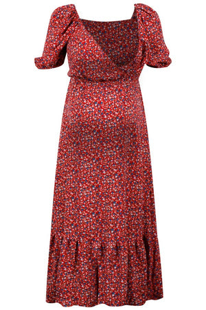 Comfortable Short Sleeves Floral Breastfeeding Maxi Dress