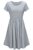 Comfortable Striped Stitching Pregnancy Short-Sleeved Dress