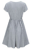 Comfortable Striped Stitching Pregnancy Short-Sleeved Dress - Glamix Maternity