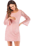 Comfy Lace Short Maternity Dress With Sleeves