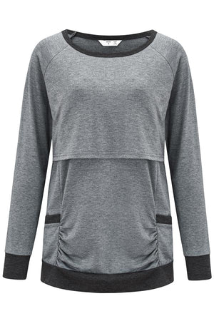 Cotton Breastfeeding Top Soli-Ccolor Comfortable Long-Sleeved Pajamas