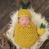 [0M-3M] Crochet Baby Pineapple Knitted Sleeping Bag Set Photoshoot Props