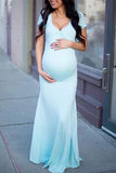 Custom Fitted Short Sleeves Long Maternity Dress