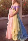 Custom Rainbow Ruffled Maternity Photoshoot Dress