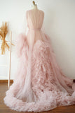 Custom See-through Ruffled Maternity Photoshoot Gown