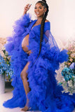 Custom See-through Ruffled Maternity Photoshoot Gown