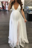 Custom Sexy Deep V-neck Tulle Maternity Dress