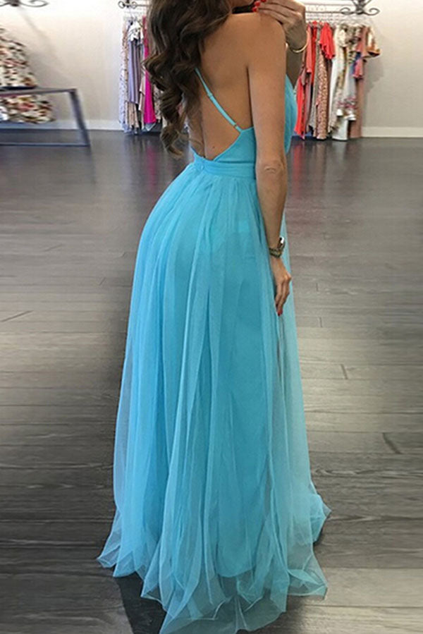 Custom Sexy Deep V-neck Tulle Maternity Dress, Blue / 4XL Custom Sexy Deep V-neck Tulle Maternity Dress, Blue / 4XL