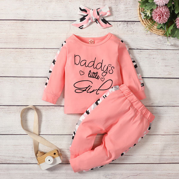 [6M-4Y] Cute Baby Letter Print Autumn Sweatshirt Suit