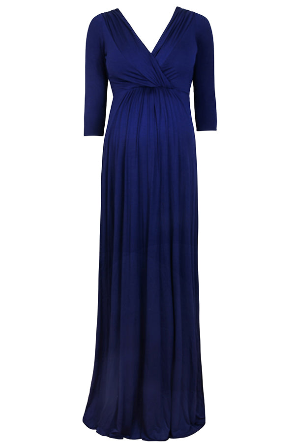 Dark Navy Upscale Plus Size Long Maternity Dress, 2XL / Dark Navy Dark Navy Upscale Plus Size Long Maternity Dress, 2XL / Dark Navy