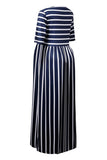 Dark Navy Striped Maternity Dress Midi Nursing Dress