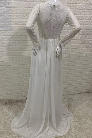 Delicate White Lace Long Sleeves Maternity Dress