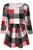 Double Breastfeeding Top Plaid Ruffled Hem Nursing T-shirt