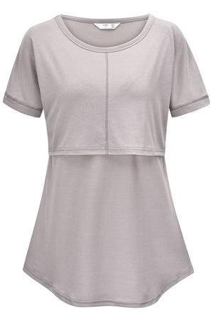 Double Layer Comfortable Nursing Top Short-Sleeved Pajamas