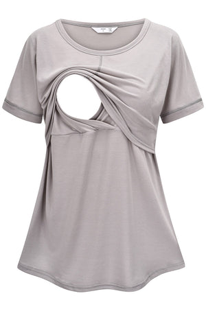 Double Layer Comfortable Nursing Top Short-Sleeved Pajamas