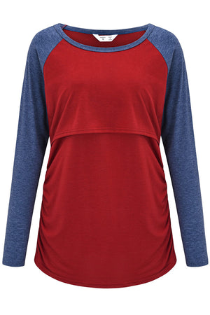 Double-Layer Comfortable Top Long-Sleeved Warm Breastfeeding Pajamas