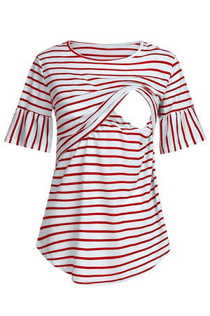 Double-layer Striped Fashion Nursing Top