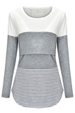 Double-layer Striped Long-sleeved Breastfeeding Top