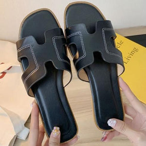 Square Head Open-toe Flat Sandal Slippers - Glamix Maternity