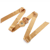 Elegant Floral Champagne Smooth Satin Sashes