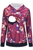 Exquisite Printed Hoodie Long Sleeve Breastfeeding Comfortable Top