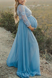 Fabulous Lace A-line Maternity Pregnancy Photoshoot Gown