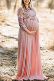 Fabulous Lace A-line Maternity Pregnancy Photoshoot Gown