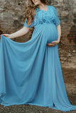 Fabulous Lace Half Sleeves Maternity Photoshoot Dress