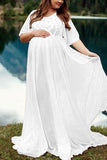 Fabulous Lace Half Sleeves Maternity Photoshoot Dress