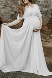 Fabulous Lace Half Sleeves Maternity Photoshoot Dress