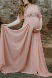 Fabulous Lace Half Sleeves Maternity Photoshoot Dress