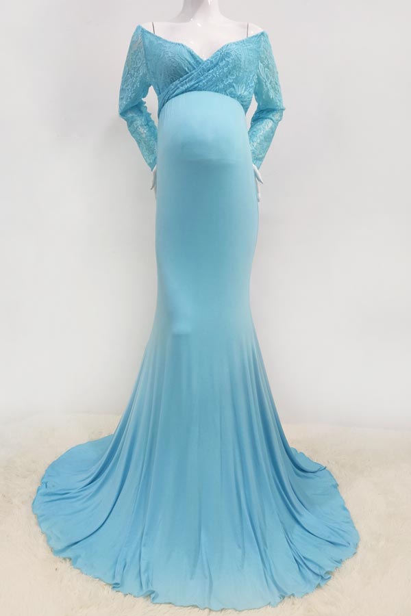 Fabulous Lace Mermaid Maternity Photoshoot Gown
