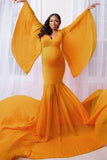 Fabulous Mermaid Sleeved Maternity Photoshoot Gown