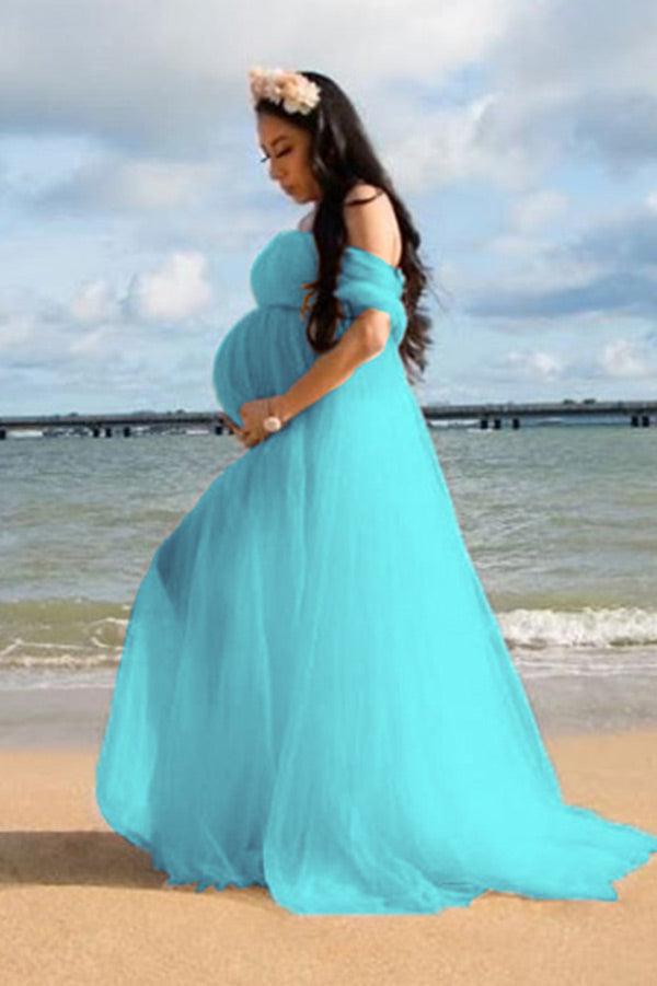 Baby Shower Maternity Flowing Dress Wedding Guest Maxi Dress Blue Dresses For Pregnant Ladies Wrapped In Baby Shower Maternity Flowing Dress Wedding Guest Maxi Dress Blue Dresses For Pregnant Ladies Wrapped In